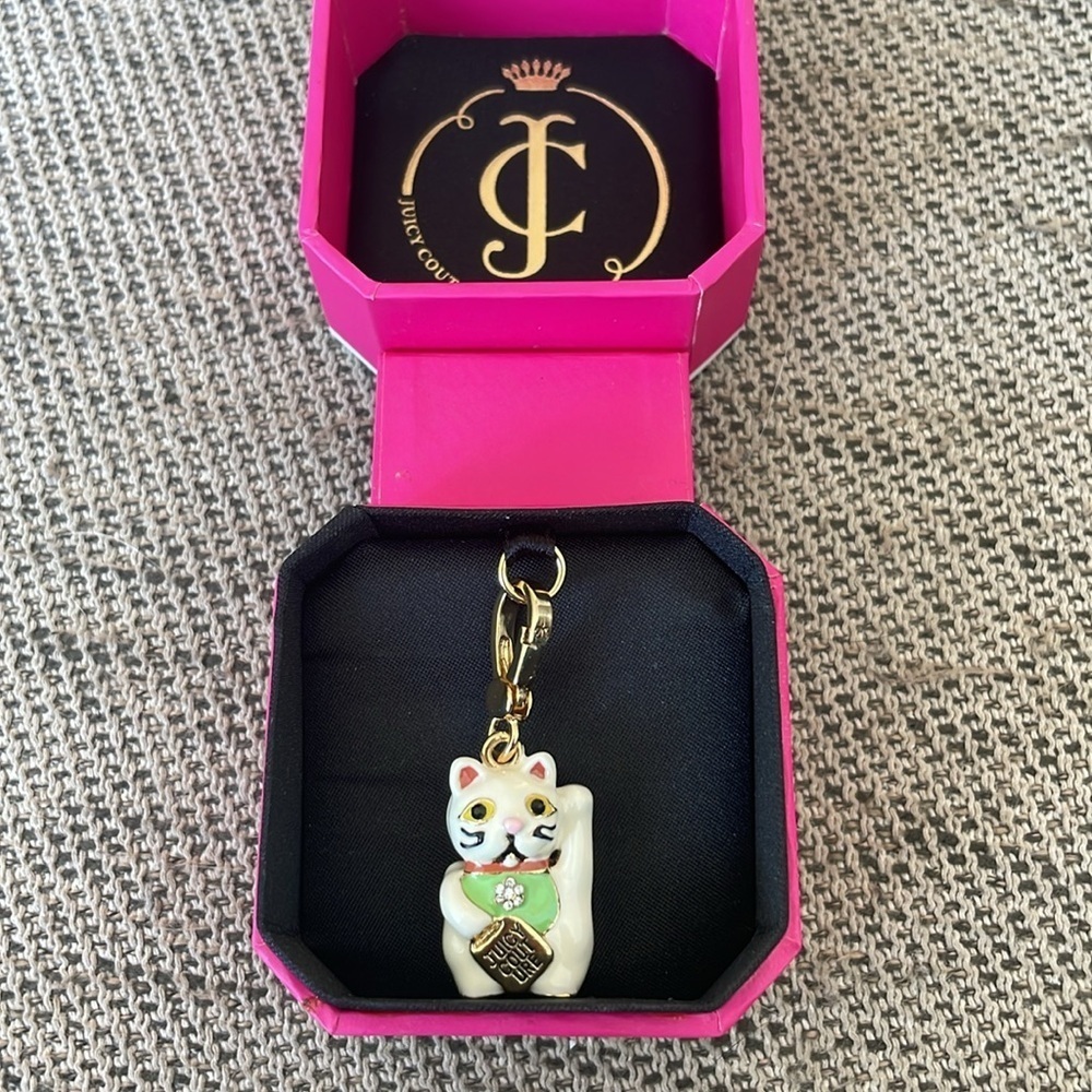Juicy Couture White and Gold Cat Charm